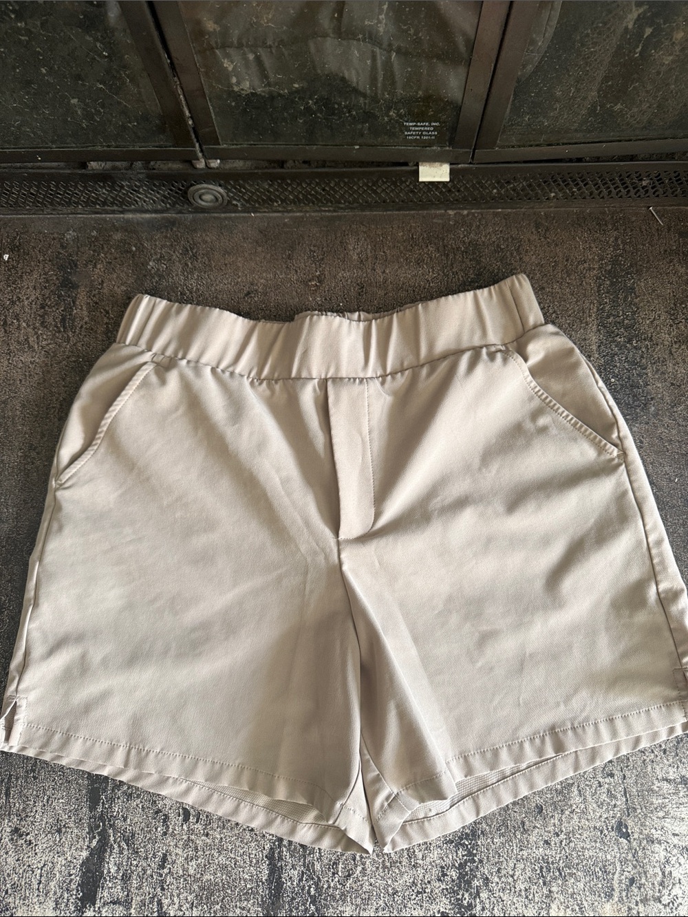tek gear High-Waist Cream Elastic Waist Shorts